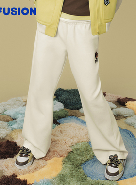 FILA FUSION | Mr Doodle联名针织长裤女2025冬季新款宽松直筒裤