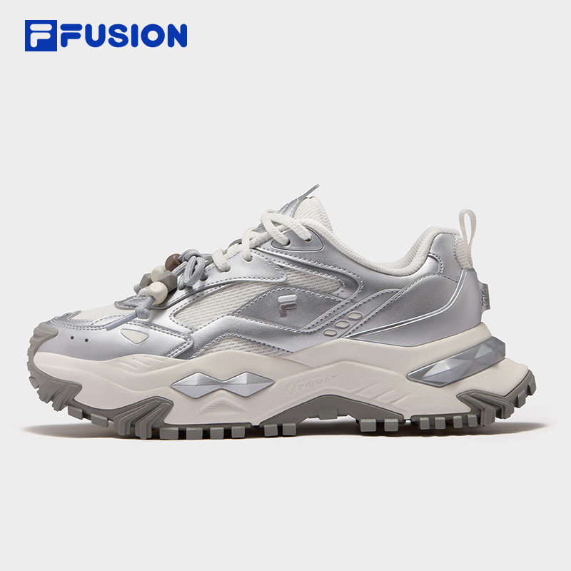 硬糖丨FILA FUSION斐乐女鞋老爹鞋2026新款银色厚底休闲鞋运动鞋