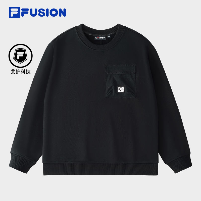 FILA FUSION斐乐潮牌男子套头卫衣2025春季新款基础针织长袖上衣