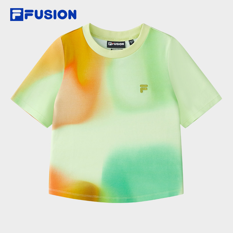 FILA FUSION斐乐潮牌女子针织短袖衫2025秋季新款时尚休闲紧身T恤,运动服/休闲服装,运动T恤,淘宝优惠券,粉丝福利购,淘宝优惠卷