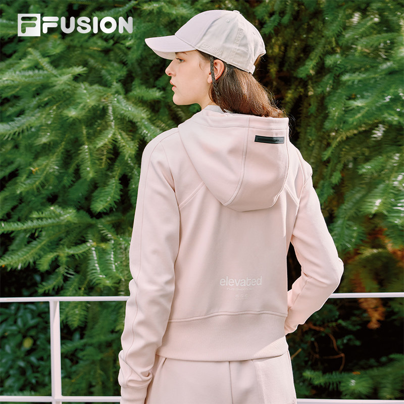 FILA FUSION斐乐潮牌针织连帽外套女2025冬新款运动纯色修身上衣,运动服/休闲服装,运动茄克/外套,淘宝优惠券,粉丝福利购,淘宝优惠卷