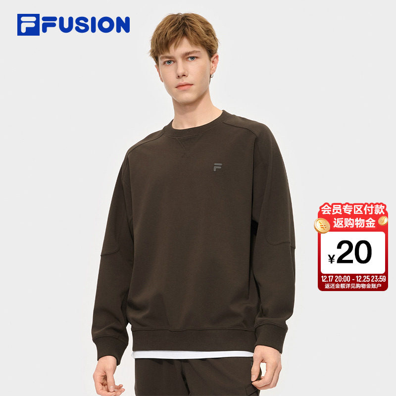 FILA FUSION斐乐潮牌男子套头卫衣2025冬季新款休闲宽松针织上衣