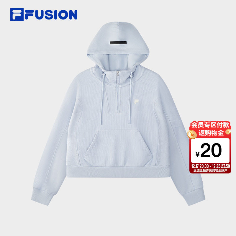 FILA FUSION斐乐潮牌女子连帽卫衣2025冬季新款时尚宽
