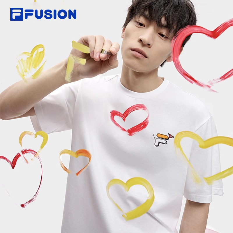 FILA FUSION斐乐潮牌短袖T恤情侣款2023夏季新款时尚