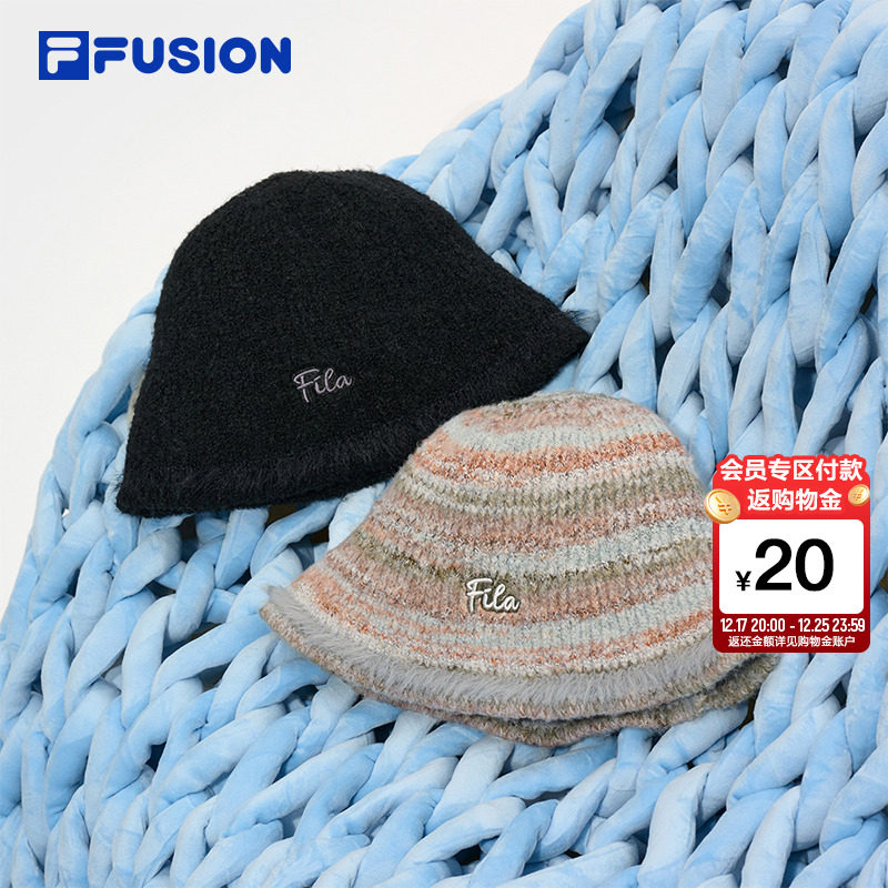 FILA FUSION斐乐潮牌情侣圆帽2025冬季保暖休闲针织毛