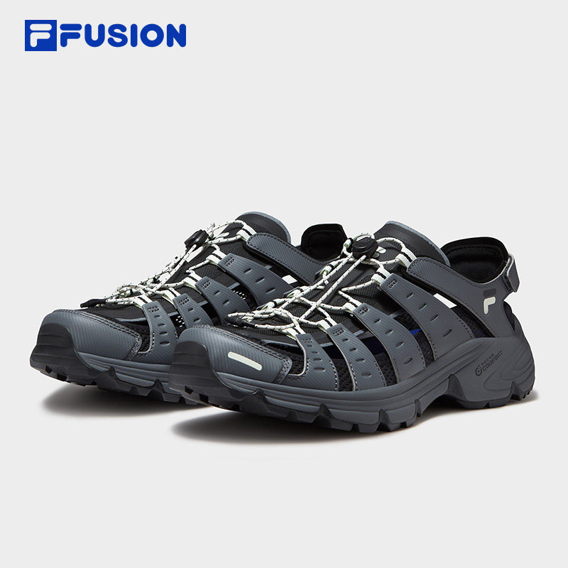 Como X丨FILA FUSION斐乐凉鞋男户外徒步鞋夏季新款黑武士运动鞋