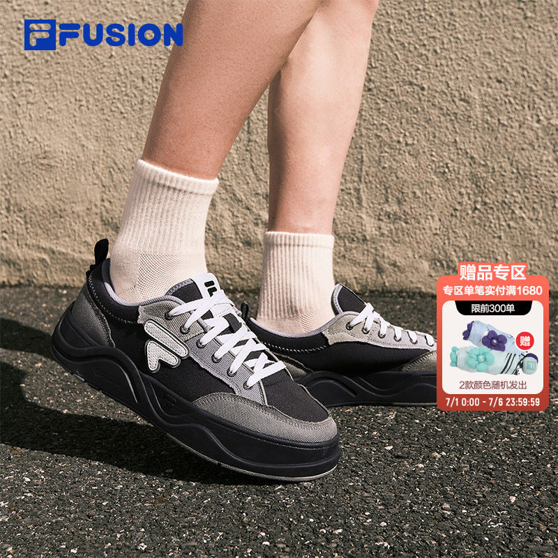 FILA FUSION斐乐帆布鞋男鞋板鞋2026夏季新款透气厚底增高休闲鞋
