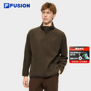 新款 FILA 上衣2025冬季 针织长袖 摇粒绒半拉链卫衣 FUSION斐乐男士