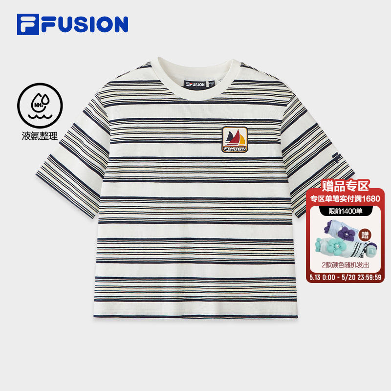 FILA FUSION斐乐潮牌女子针织短袖衫2026夏季新款纯棉