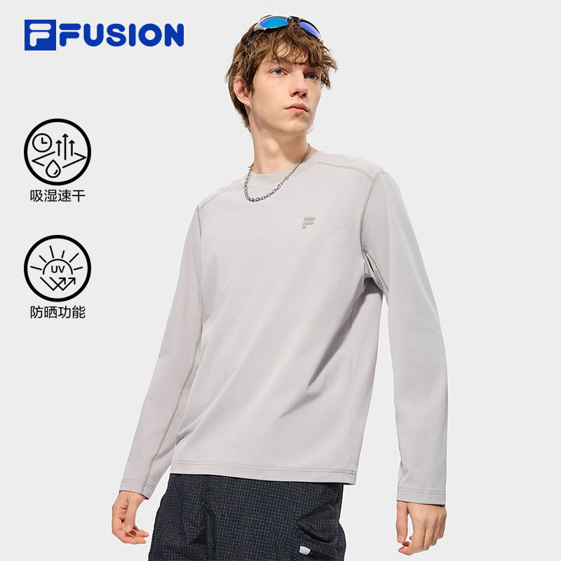 FILA FUSION斐乐潮牌长袖T恤男2026秋季新款运动速干防晒长T上衣