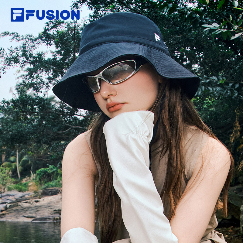 FILA FUSION斐乐潮牌情侣款圆帽2025夏新款休闲防晒帽