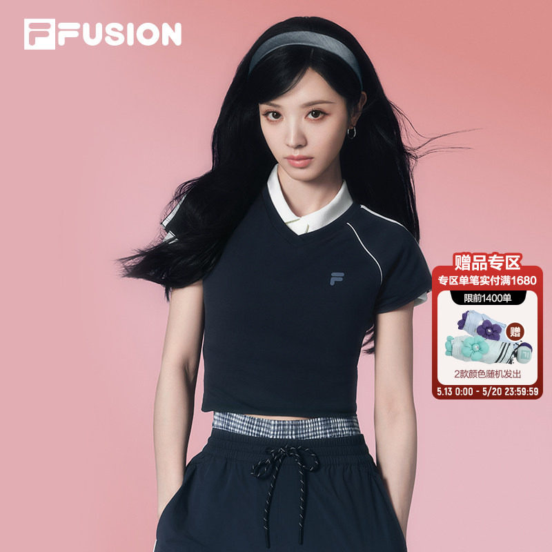 【田曦薇同款】FILA FUSION斐乐潮牌短袖T恤女夏休闲运动