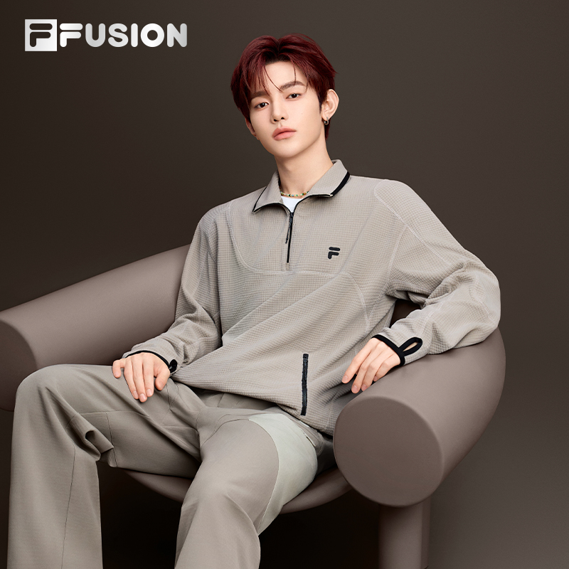 章昊同款FILA FUSION斐乐潮牌男子立领卫衣2025冬季新款保暖上衣