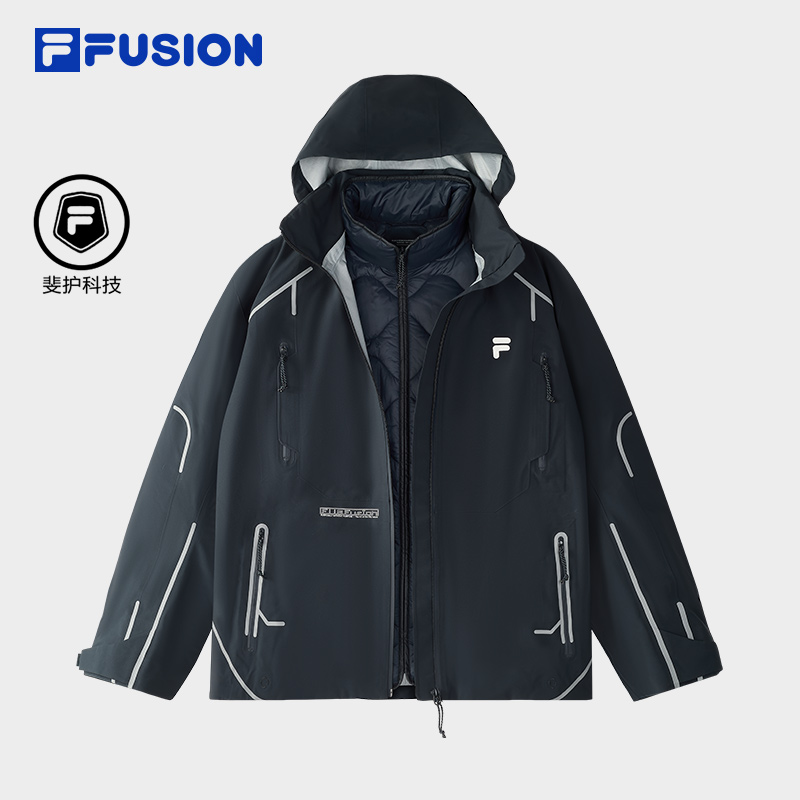 FILA FUSION斐乐棉服两件套男2025春季新款可拆卸内胆