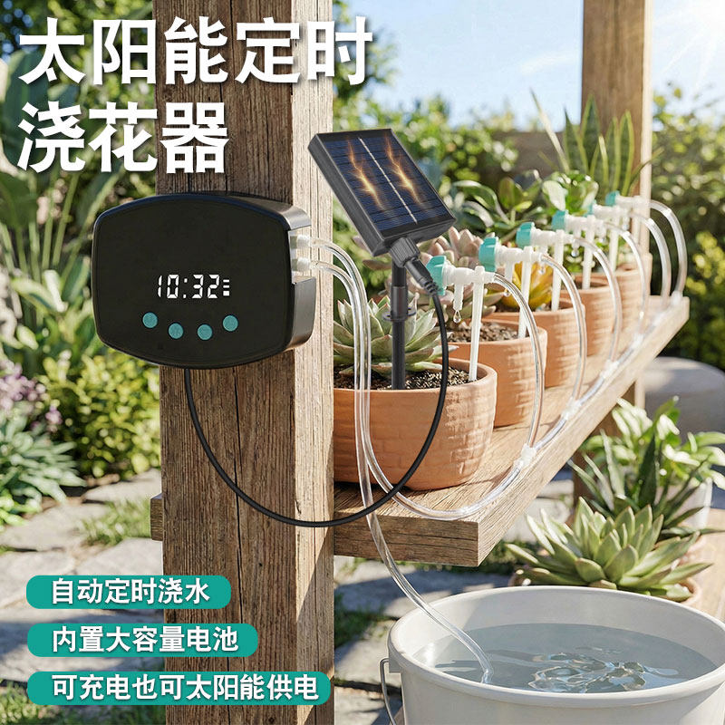 太阳能自动浇水器浇花神器植物盆栽滴灌家用定时水泵虹吸滴水器