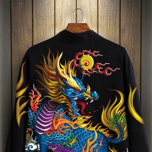 中国风浮世绘龙袍宽松七分袖羽织和服开衫薄外套防晒衣男女情侣款