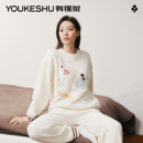 家居服套装 有棵树睡衣女款 可外穿秋冬季 长袖 可爱半边绒抗静电冬季