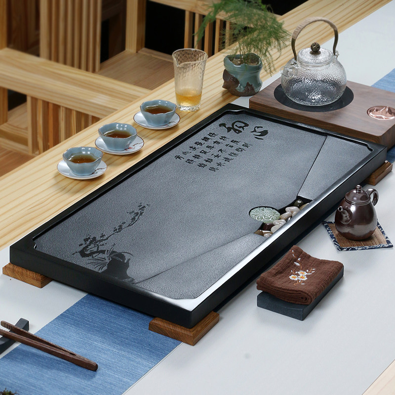 Natural urkin stone tea tray tea set for home big suit fully automatic integrated tray tea table stone tray stone drainage type