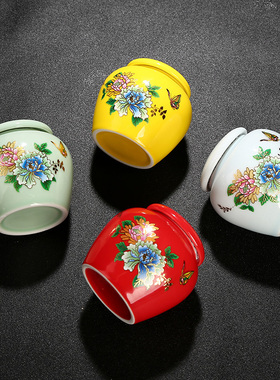 陶瓷茶叶罐红绿茶罐小号普洱装茶叶盒便携迷你旅行密封存储罐家用