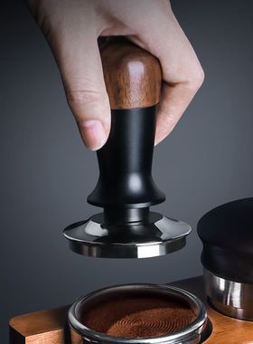 新款恒力压粉锤咖啡不锈钢压粉手柄红贵宝压粉器实木51mm53mm58mm