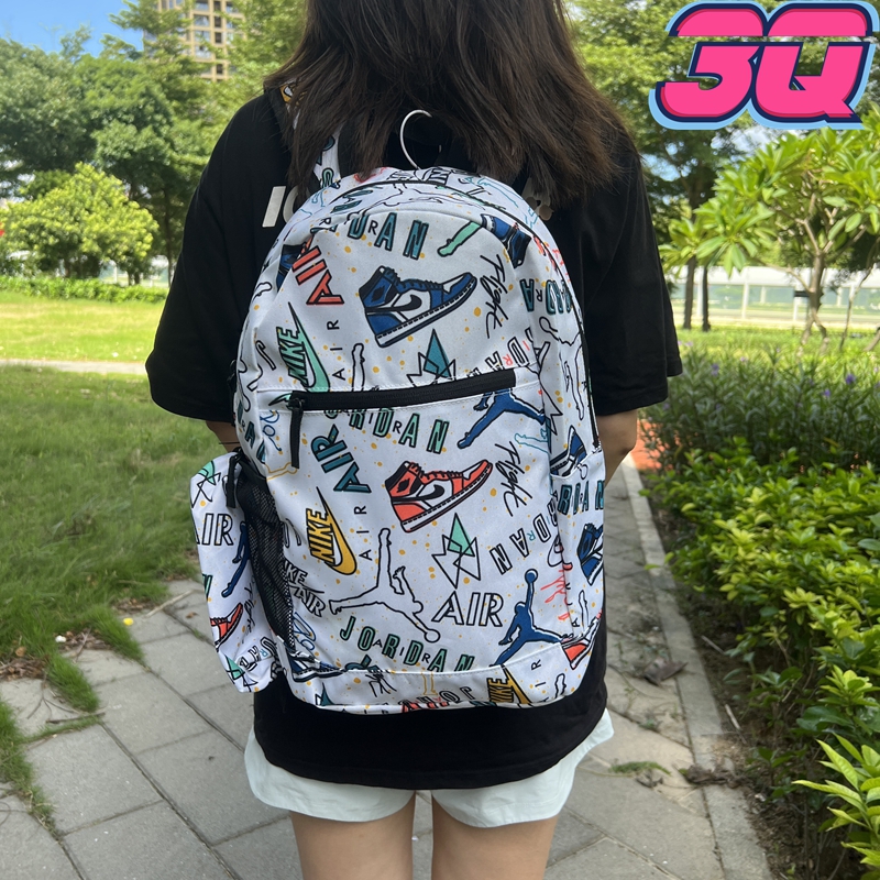 jordan彩色涂鸦学生情侣双肩书包