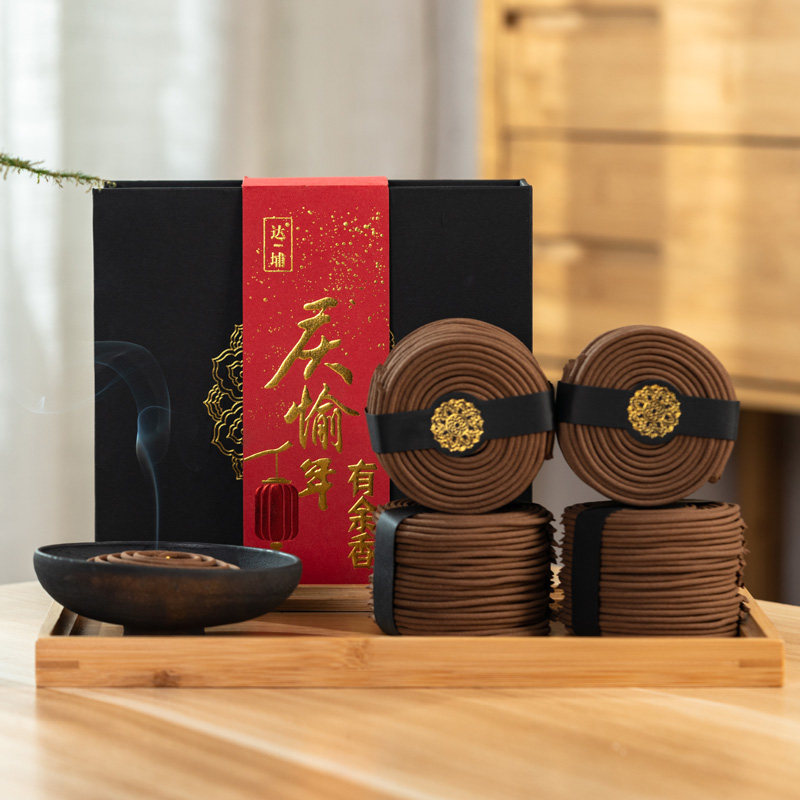 达埔泰国沉香盘香 熏香家用 室内香薰160片装附铜香架