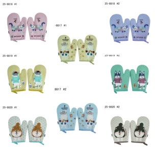 日本原单卡通猫咪隔热防烫耐高温烘焙手套厨房微波炉烤箱专用ss