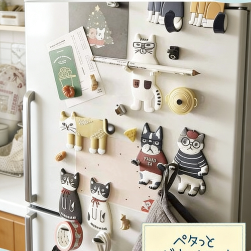 出日本kusuguru23春夏新款猫咪磁性冰箱贴挂钥匙笔架手脚尾巴挂钩