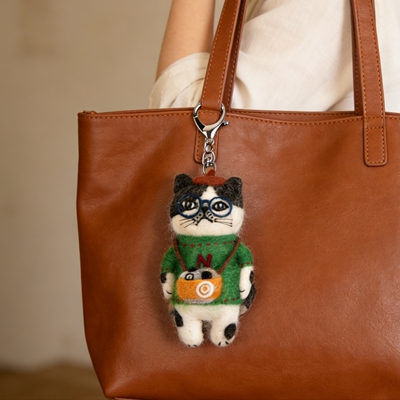 日本Kusuguru正品尼泊尔手工羊毛毡钥匙扣挂件猫咪法斗挂饰品406