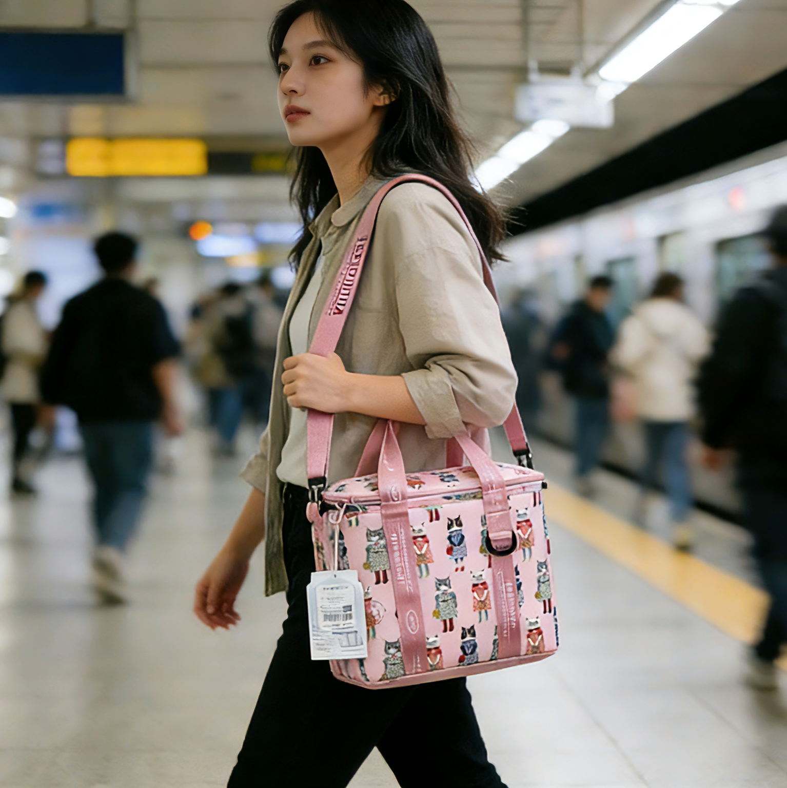 Kusuguru正品数码印猫咪法斗保温包保冷杯野餐包大号锡箔折叠508,收纳整理,保温包,淘宝优惠券,粉丝福利购,淘宝优惠卷