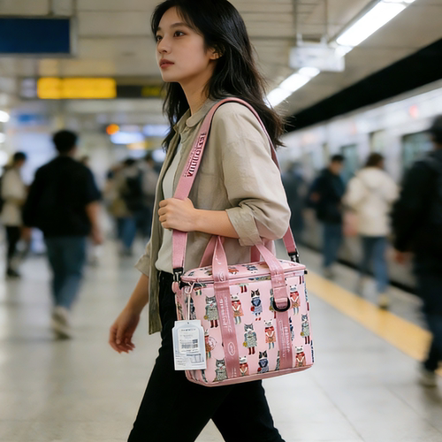 Kusuguru正品数码印猫咪法斗保温包保冷杯野餐包大号锡箔折叠508