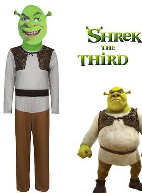 新款成人儿童怪物史莱克扮演服万圣节男童史瑞克Shrek 活动表演服