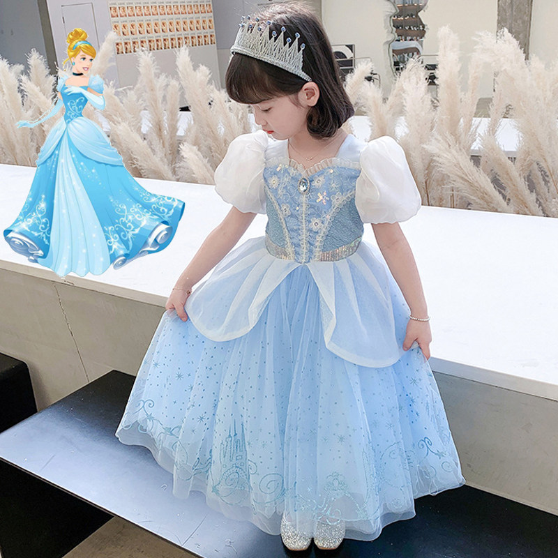 夏新女童灰姑娘公主裙迪士尼万圣节cinderella辛德瑞拉高端礼服裙