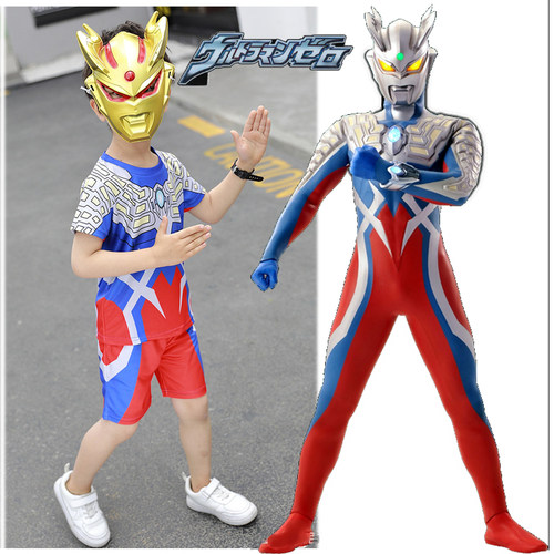 夏季新款男童赛罗奥特曼短袖套装