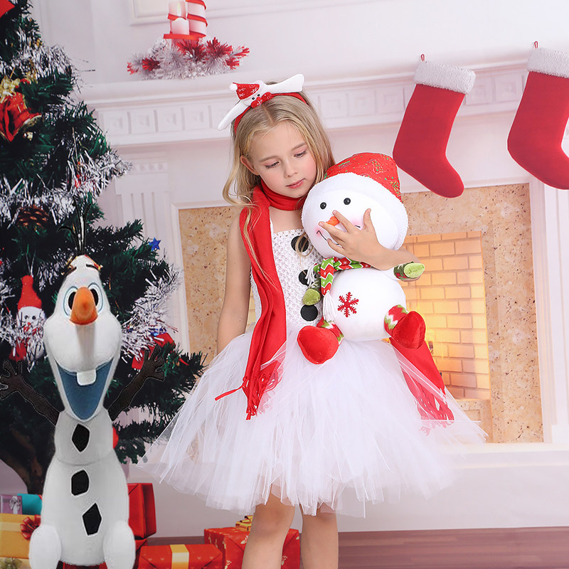 新款圣诞节女童雪宝雪人扮演服