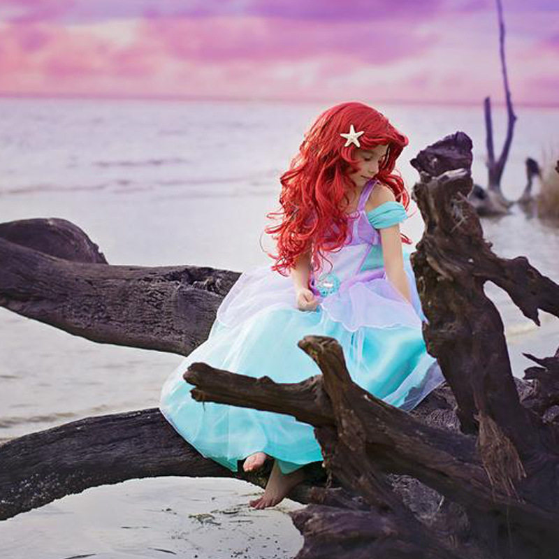 新款美人鱼爱丽儿公主裙迪士尼ariel公万圣节cosplay幼儿园表演服