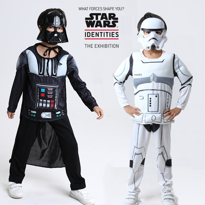 新儿童星球大战黑武士达斯维德扮演服万圣节Star Wars分体扮演服
