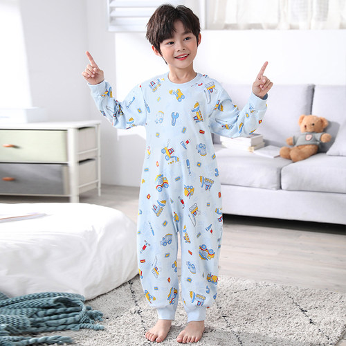 儿童连体睡衣男童春秋纯棉卡通