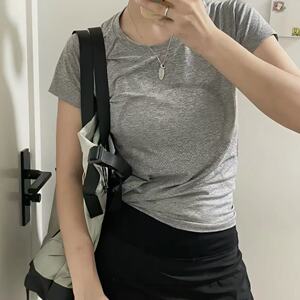 lu-lu瑜伽健身服短袖夏跑步速干T恤女紧身时尚显瘦运动上衣普拉提