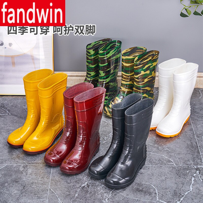 雨鞋男中筒防水雨靴种菜田地干活鞋环卫工人工作雨靴软底一次PVC