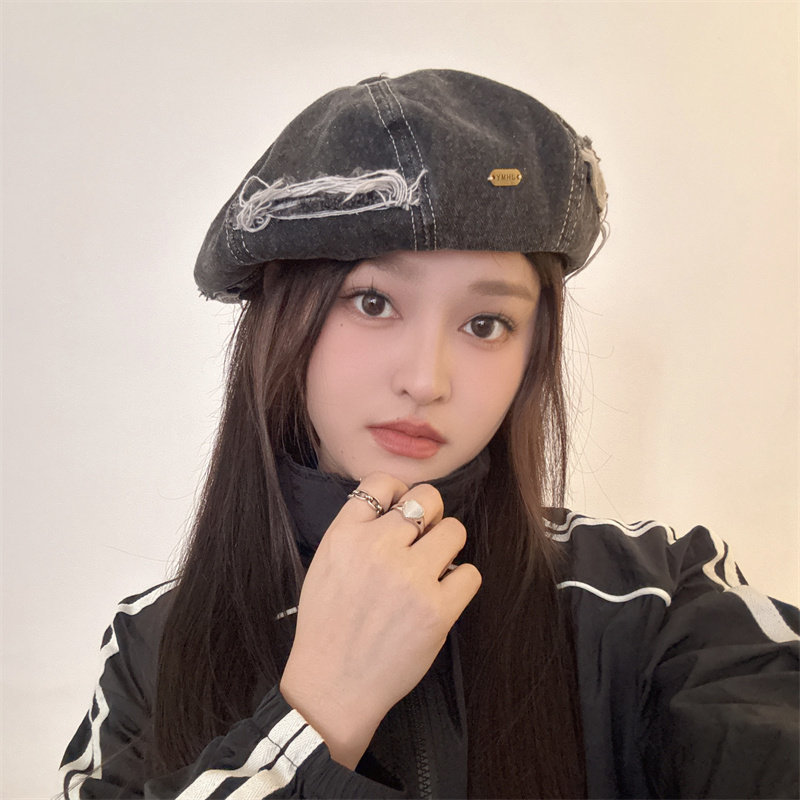 日系复古贝雷帽女大头围显脸小春帽子