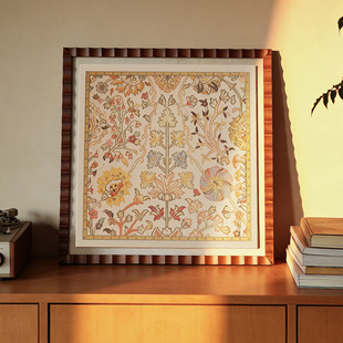 中古风小欢喜实木框装饰画客厅餐厅卧室玄关书房沙发背景墙挂画