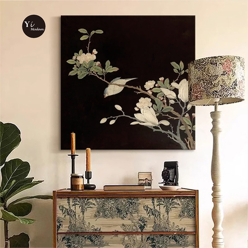 客厅中古否喜上眉梢装饰画复古