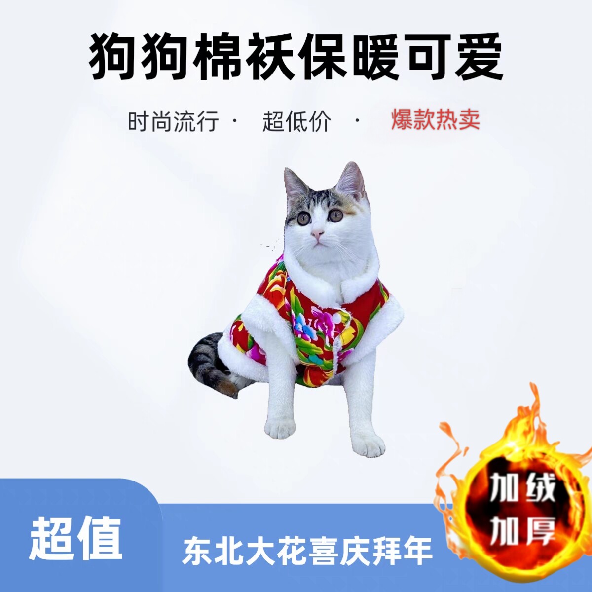 猫咪衣服新年唐装宠物幼猫布偶过年喜庆东北大花棉袄猫猫秋冬拜年