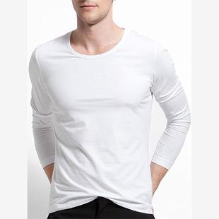 Men Long Sleeve T Shirts 男士长袖T恤打底衫男白色修身圆领汗衫