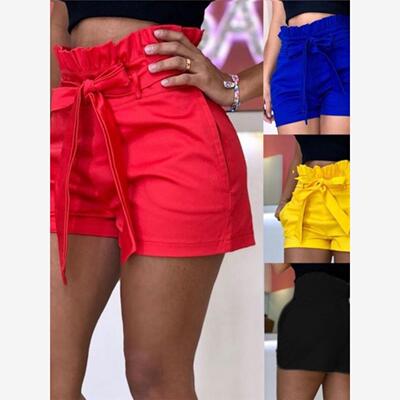 Shorts Women trousers pants Summer wear linen 女人系带短裤