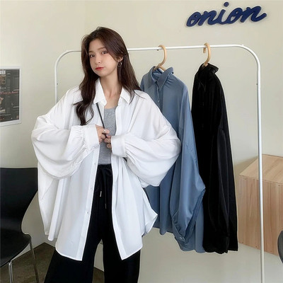 Spring Women Shirt Oversize Elegant Blouse White Tops Ladies