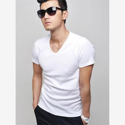 2023年夏季情侣装纯棉半袖圆领打底衫T恤Men V Neck Tees