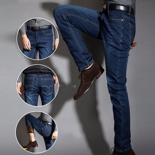 男加绒牛仔裤 winter Velvet Trousers Straight Pants Men Jeans