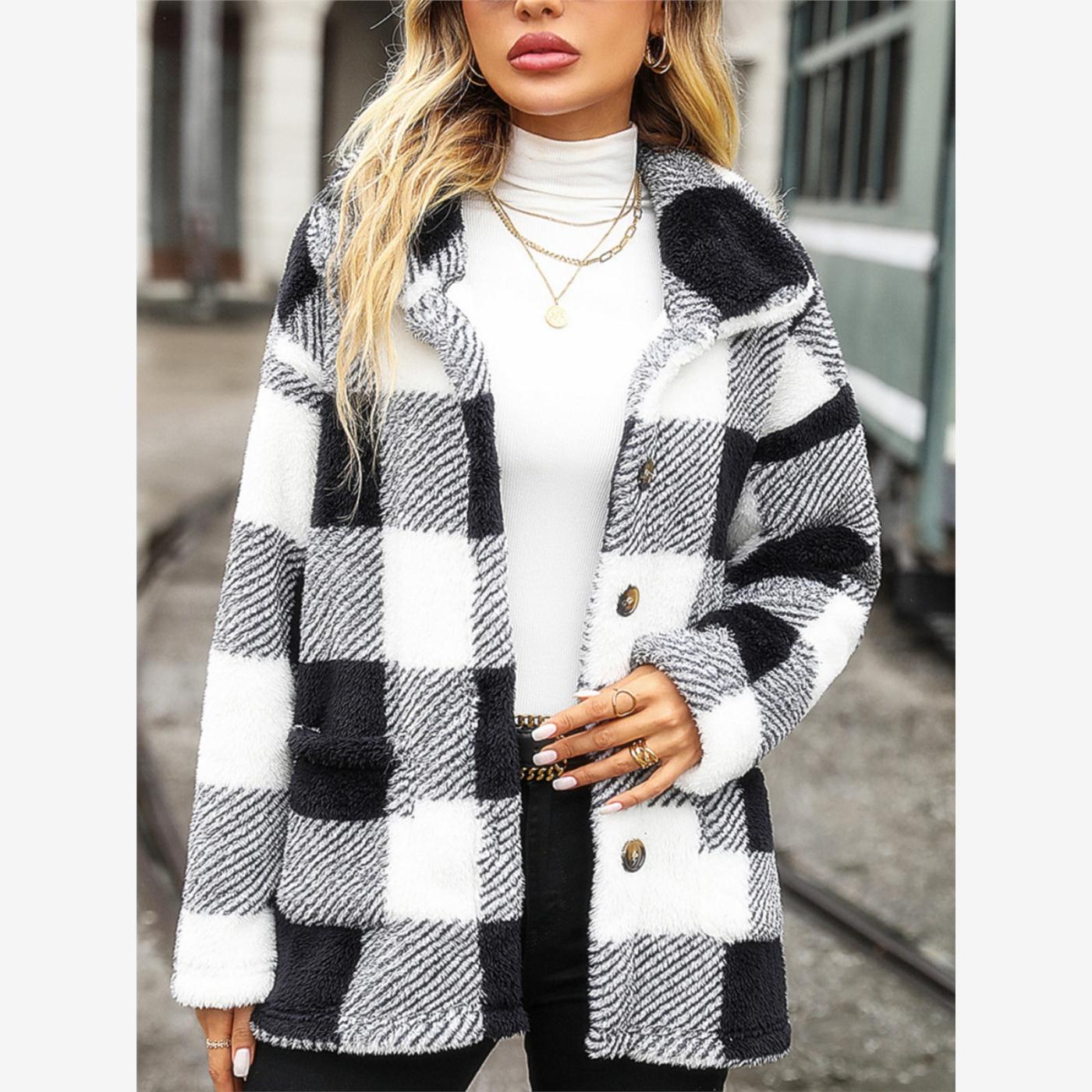 Winter Warm Jacket Women Plaid Thick Coats冬季女士加厚外套